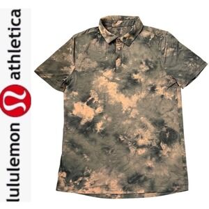 Lululemon Evolution Short Sleeve Polo Diamond Dye Sedona Sunset Graphite Grey